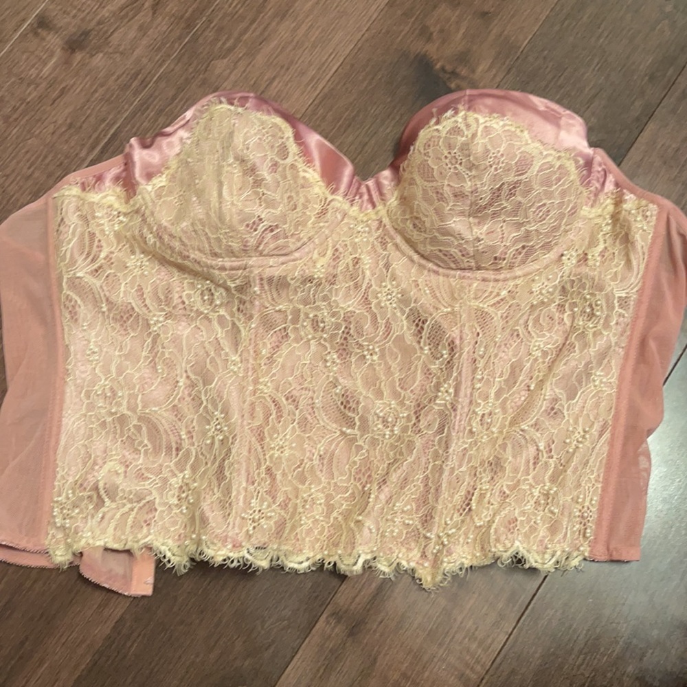 Blush Rose Satin and Lace Vintage Corset